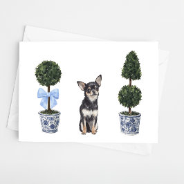 Chihuahua Watercolor Chinoiserie Puppy Hund Card Kort