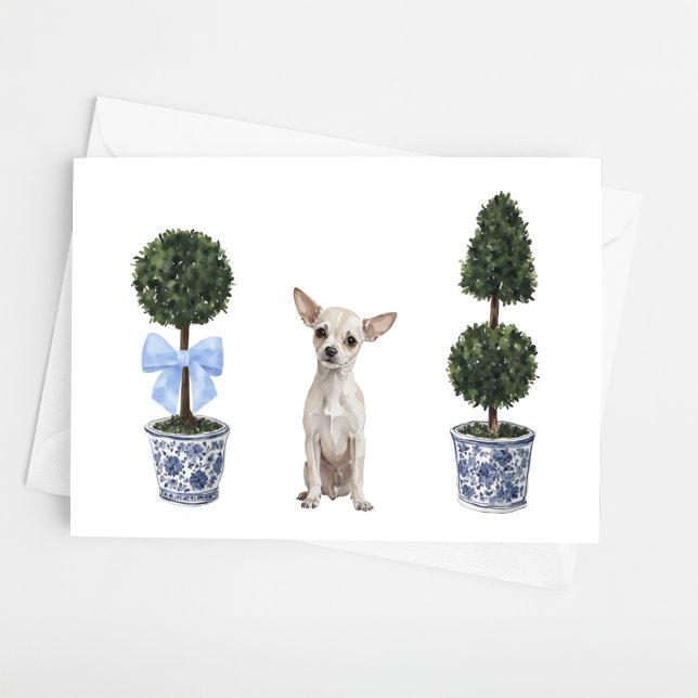 Chihuahua Watercolor Chinoiserie Puppy Hund Kort (Skapare uppladdad)