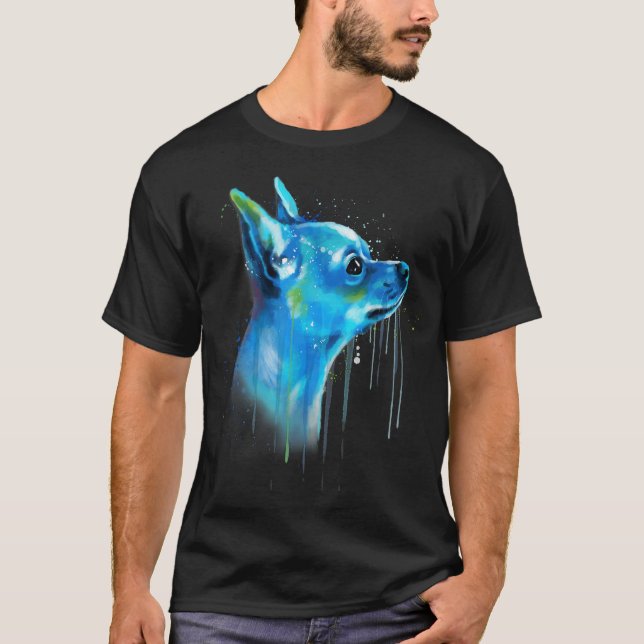 Chihuahua Watercolor Painting T Shirt (Framsida)