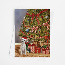 Chihuahua Watercolor under Julgran Card Kort