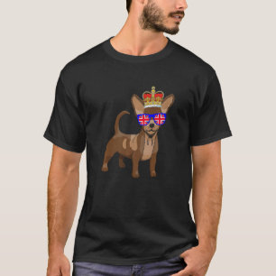 Chihuahua Wearing Sunglasses and Krona England UK T Shirt