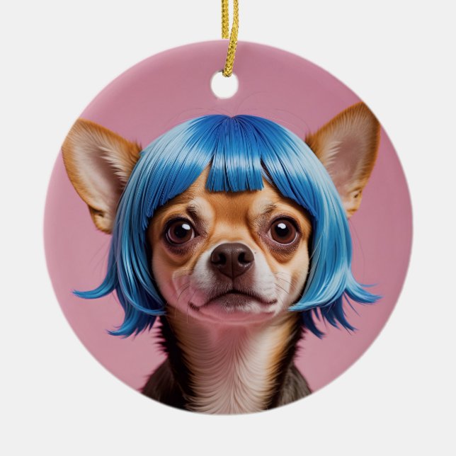 Chihuahua wig julgransprydnad keramik (Framsidan)