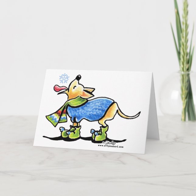 Chihuahua Winter Snowflake Helgkort (Framsida)