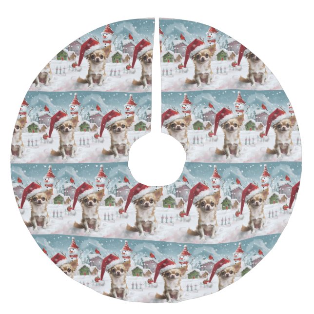 Chihuahua Winter Wonderland jul Joy Julgransmatta Borstad Polyester (Framsidan)