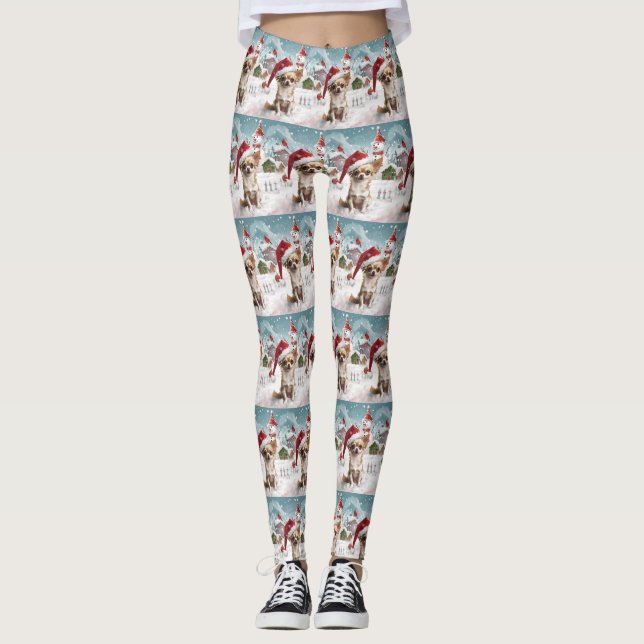 Chihuahua Winter Wonderland jul Joy Leggings (Framsida)
