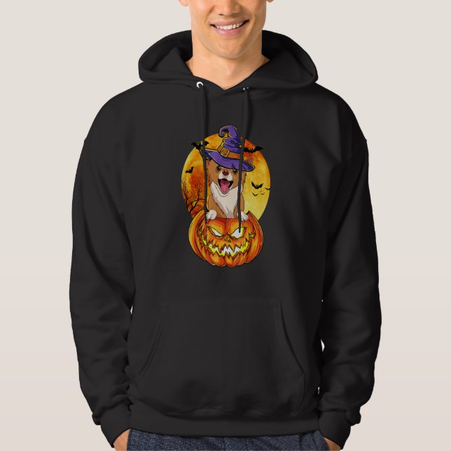 Chihuahua Witch Pumpkin Halloween Dog Hoodie (Framsida)
