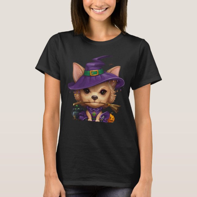 Chihuahua Witch T-Shirt (Framsida)