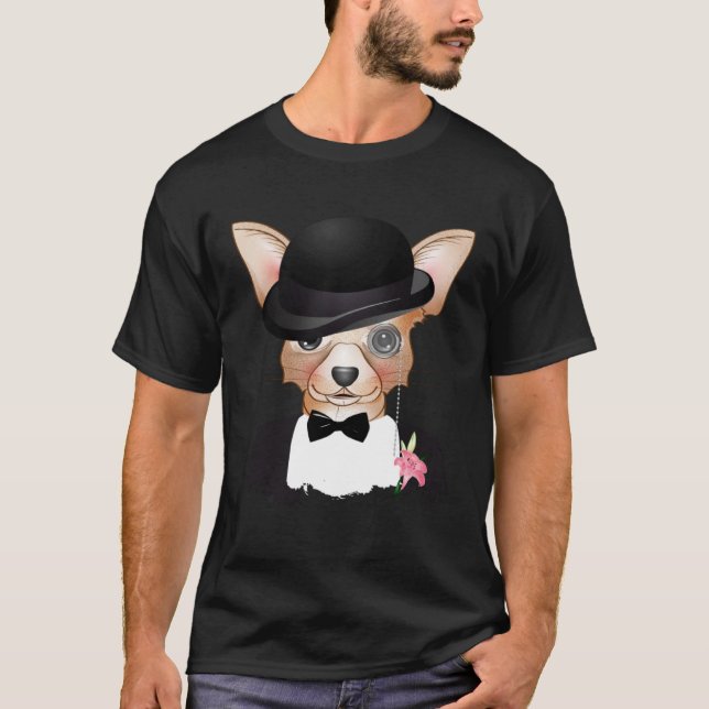 Chihuahua with melon monocle suit and lily t shirt (Framsida)