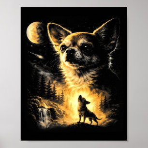 Chihuahua ylar mot månen rolig jag har den hunden poster