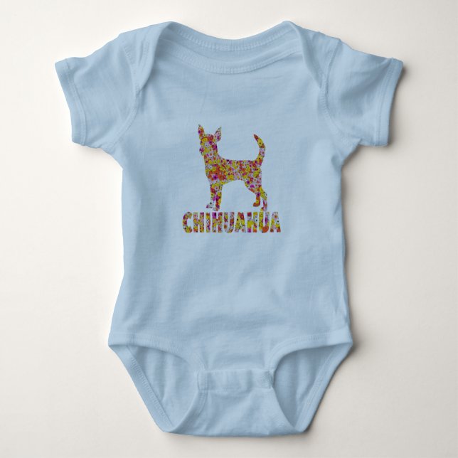 Chihuahuablommigt Tee Shirt (Framsida)