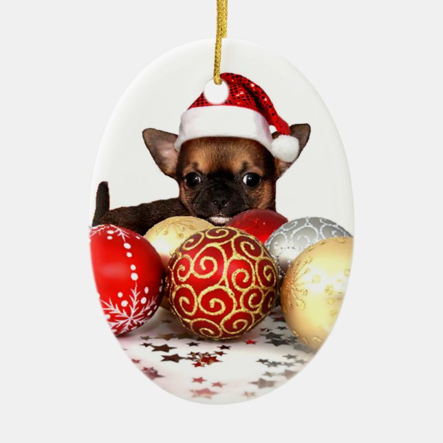 chihuahuachristmaprydnad julgransprydnad keramik (Framsidan)