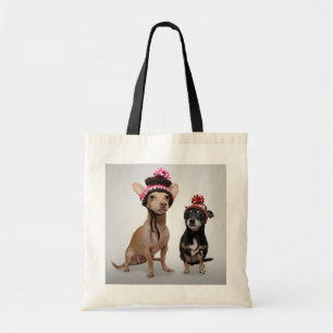Chihuahuahundar med hattfotoet tygkasse