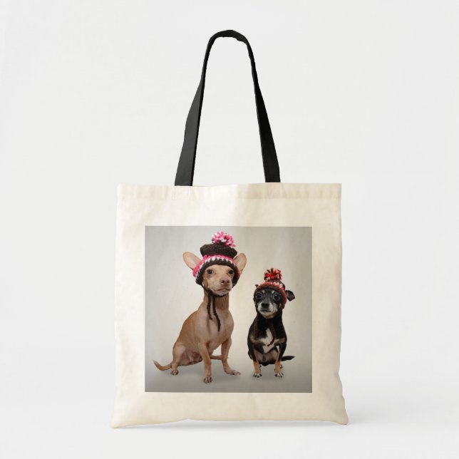 Chihuahuahundar med hattfotoet tygkasse (Framsidan)