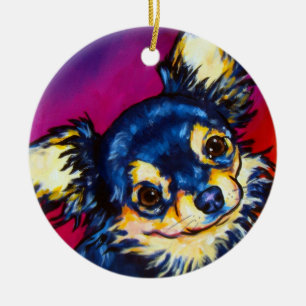 ChihuahuaLC-svart och solbränna Julgransprydnad Keramik