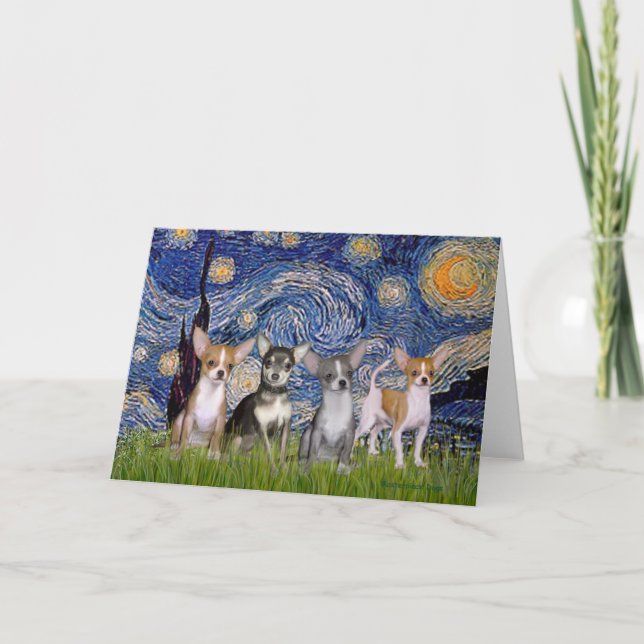 Chihuahuas (4) - Starry Natt Kort (Framsida)