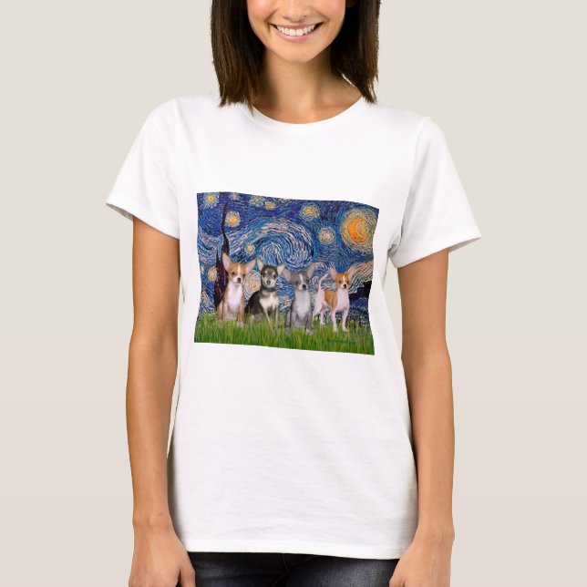 Chihuahuas (4) - Starry Natt Tee Shirt (Framsida)