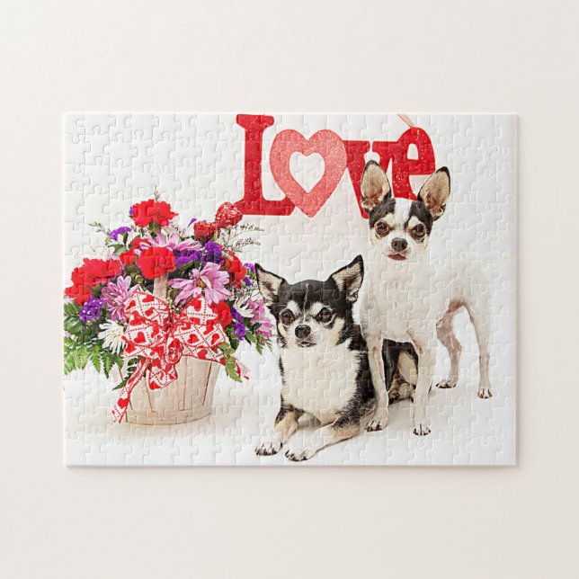 Chihuahua's, Flowers and Kärlek Pussel (Horisontell)