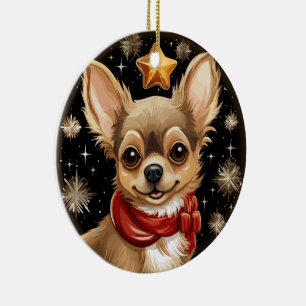 Chihuahuas första jul julgransprydnad keramik