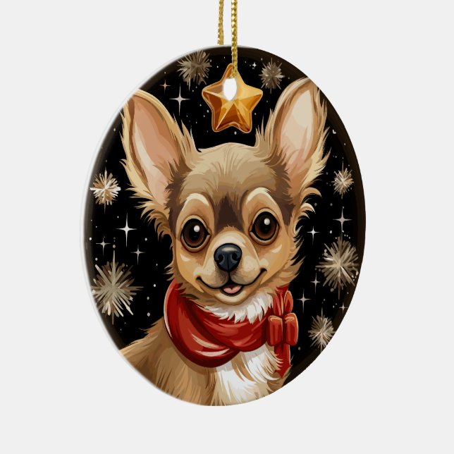 Chihuahuas första jul julgransprydnad keramik (Höger)
