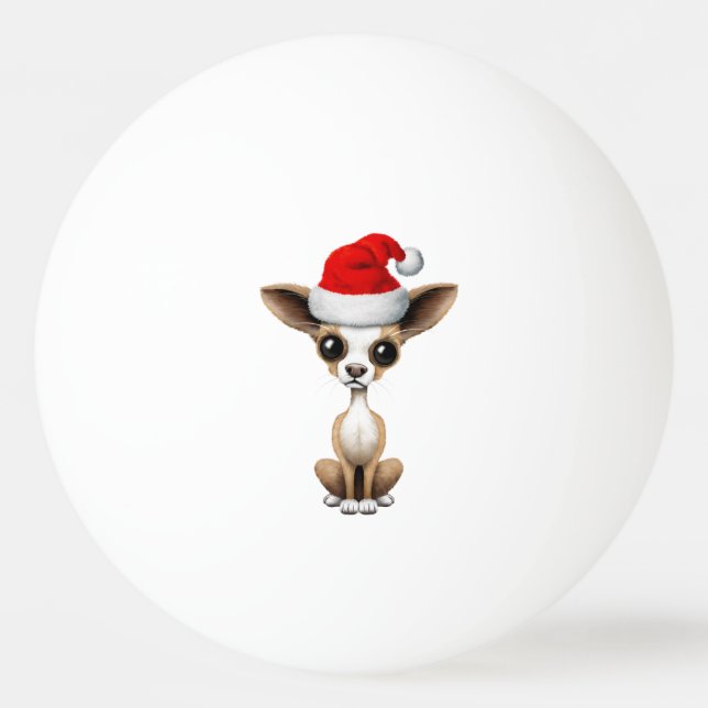 Chihuahuavalp som ha på sig en Santa hatt Pingisboll (Framsidan)