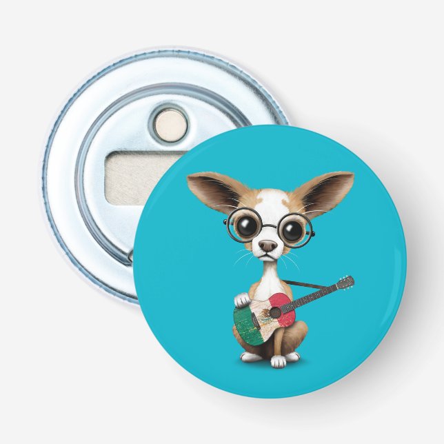 Chihuahuavalphund som leker den mexicanska flasköppnare (Framsidan)