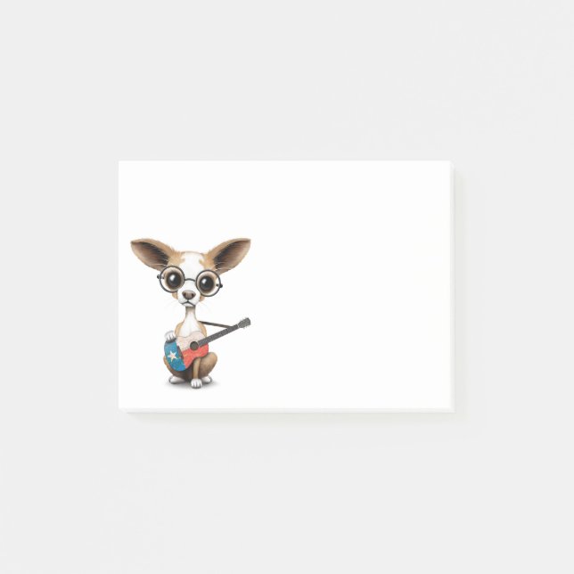Chihuahuavalphund som leker den Texas Post-it Block (Framsida)
