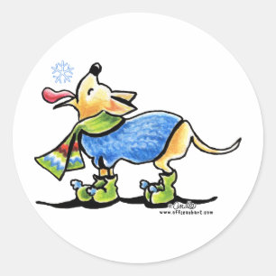 ChihuahuavinterSnowflake Runt Klistermärke