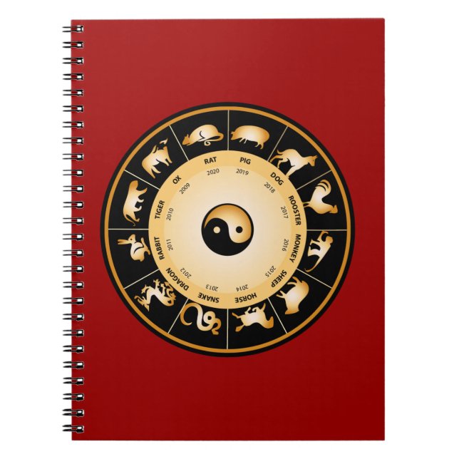 Chiinese Zodiac rullar Anteckningsbok Med Spiral (Framsidan)