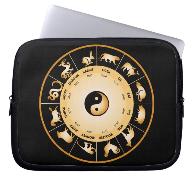 Chiinese Zodiac Wheel Laptop Sleeve (Framsidan)
