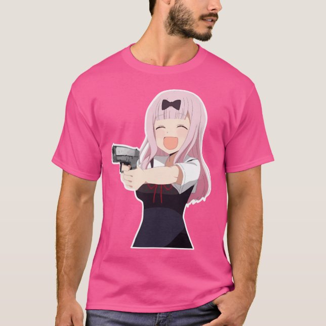 Chika Fujiwara håller en Gun Anime Girl med en Gun T Shirt (Framsida)