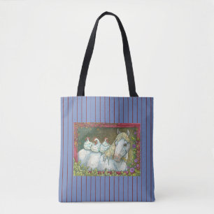 CHIKKER I STABIL, HORSE TOTE BAG *Blue Tygkasse