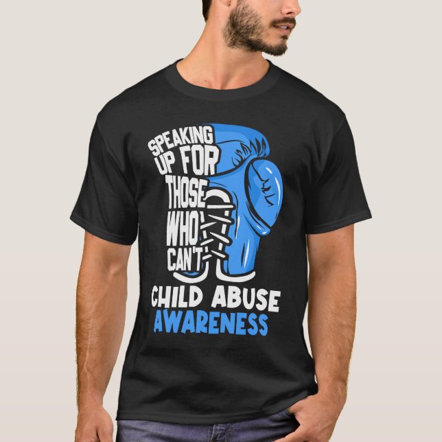 Child Abuse Prevention Awareness Boxing Gloves Blu T Shirt (Framsida)