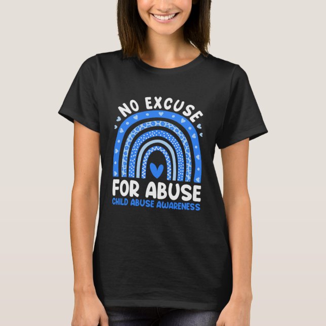 Child Abuse Prevention Awareness Month Blue Rainbo T Shirt (Framsida)