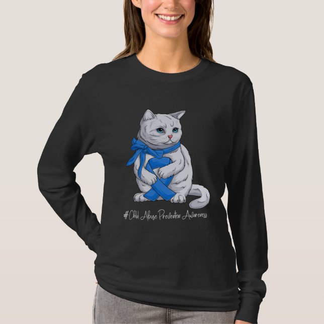 Child Abuse Prevention Awareness Month Blue Ribbon T Shirt (Framsida)