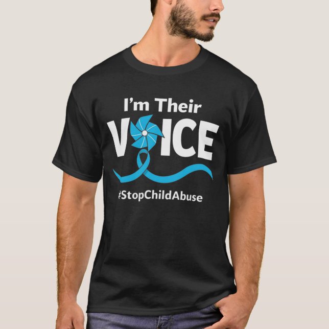 Child Abuse Prevention Awareness Pinwheel Blue  T Shirt (Framsida)