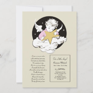 Child Angel Rosa Firande of Life Announcement Meddelande