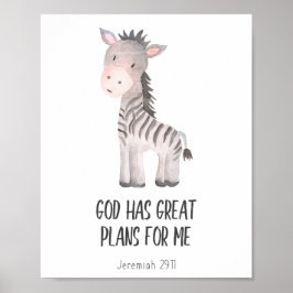 Child Bible Verse Nursery Decor Safari Animal Poster