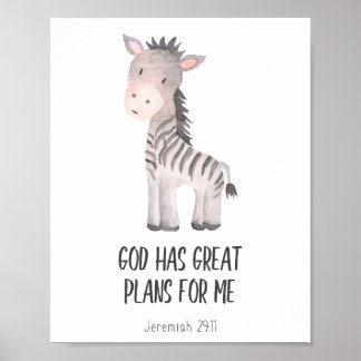 Child Bible Verse Nursery Decor Safari Animal Poster