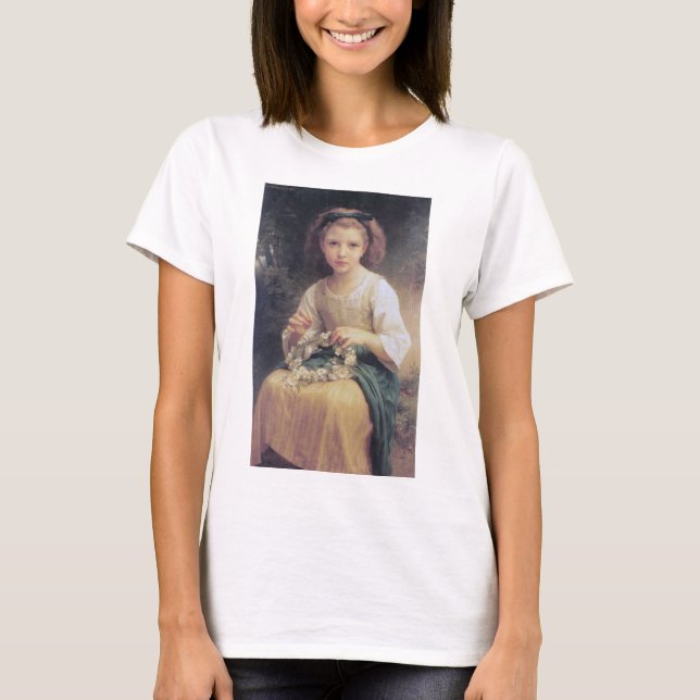 Child Braiding a Krona, Bouguereau T Shirt (Framsida)