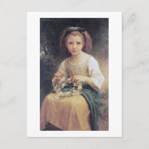 Child Braiding a Krona, Bouguereau Vykort