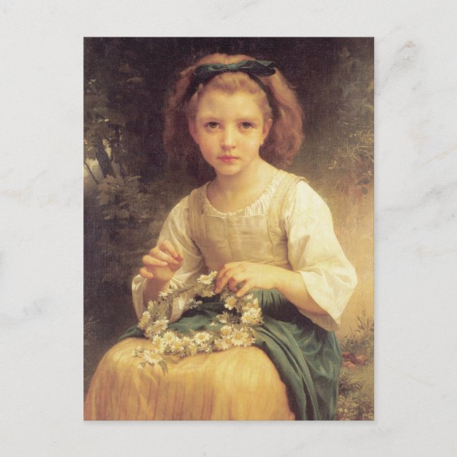 Child Braiding Krona av Bouguereau Vykort (Framsida)