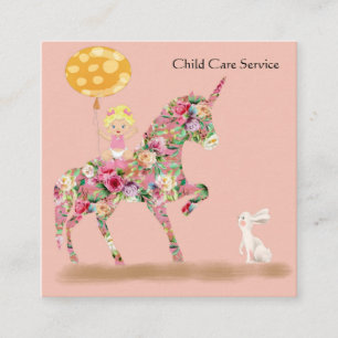Child Care Service Affärskort Unicorn Fyrkantigt Visitkort