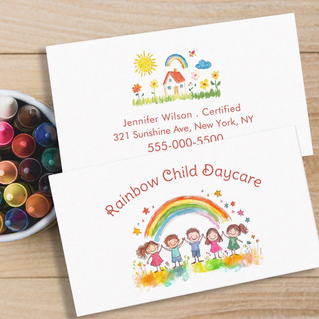 Child Daycare Childcare Service Rainbow Visitkort (Skapare uppladdad)