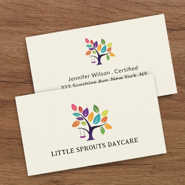 Child Daycare Childcare Service Tree Logo Visitkort (Skapare uppladdad)