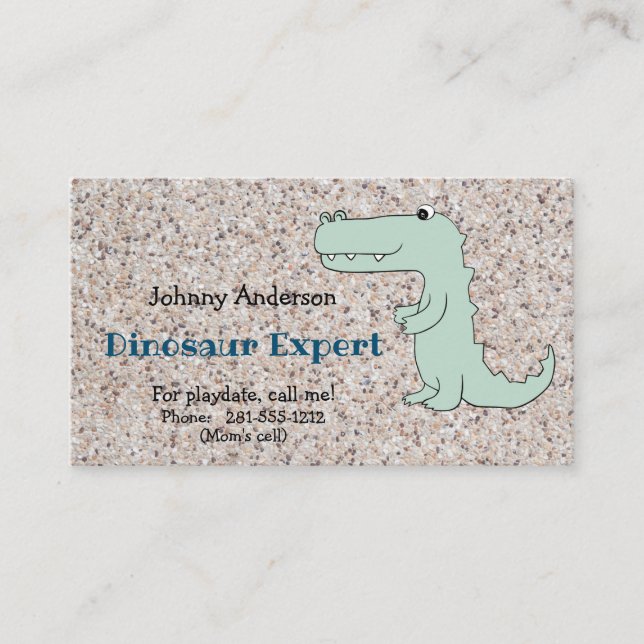 Child Dinosaur-Affärskortet för Boy Playdate (Framsida)
