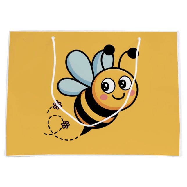 Child-Friendly Bee Mascot with Dotted Trail (Framsidan)