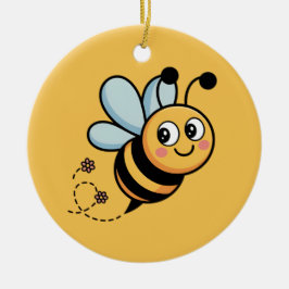 Child-Friendly Bee Mascot with Dotted Trail Julgransprydnad Keramik