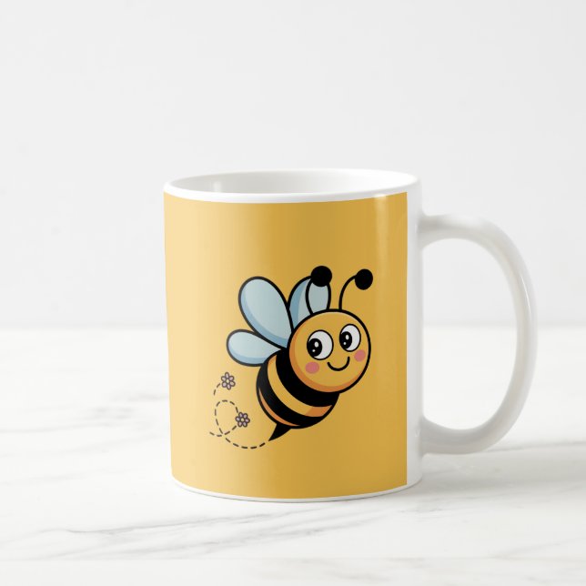 Child-Friendly Bee Mascot with Dotted Trail Kaffemugg (Höger)