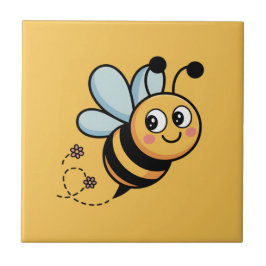 Child-Friendly Bee Mascot with Dotted Trail Kakelplatta
