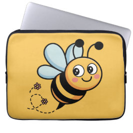Child-Friendly Bee Mascot with Dotted Trail Laptop Fodral